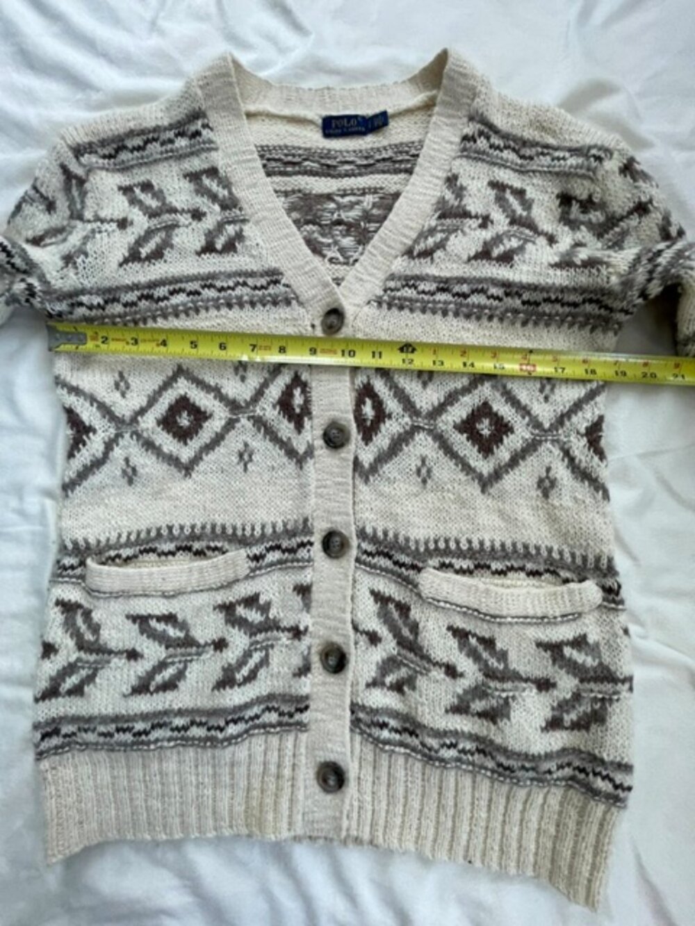Polo Ralph Lauren Cardigan Sweater Women's Wool Alpaca V-Neck, Beige, Size S - Picture 7 of 7